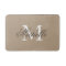 Khaki beige bath mat with elegant name monogram