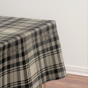 Khaki Beige Black Tartan Plaid Pattern Tablecloth