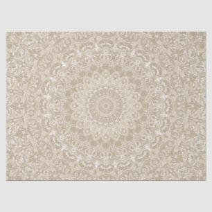 Khaki Beige Mandala Kaleidoscope Medallion Flower Tissue Paper