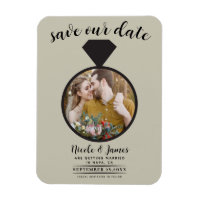 Khaki Beige Wedding Ring Photo Save the Date