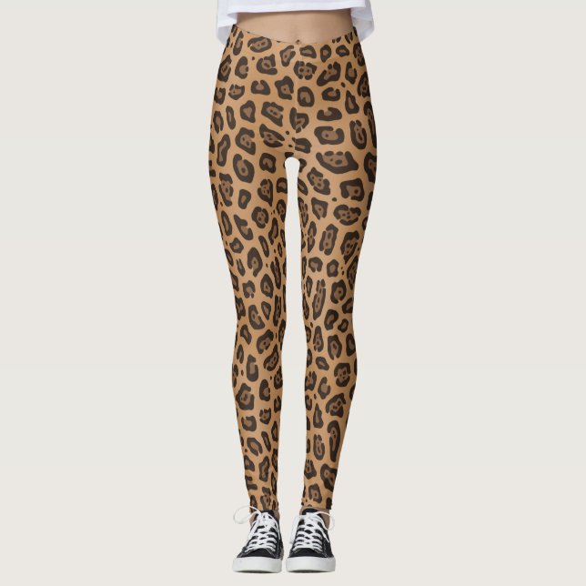 Khaki Braune Jaguar spot pressure Leggings (Front)