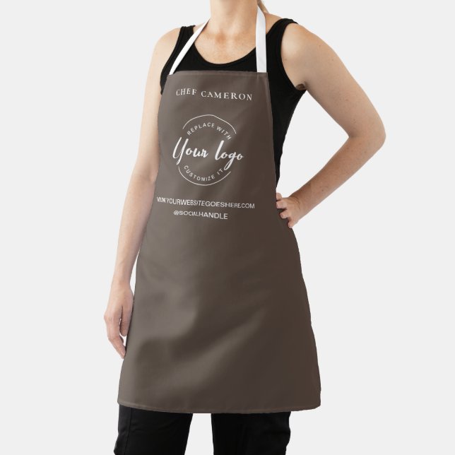 Khaki Brown Business Promotion Personalised Logo  Apron (Insitu)