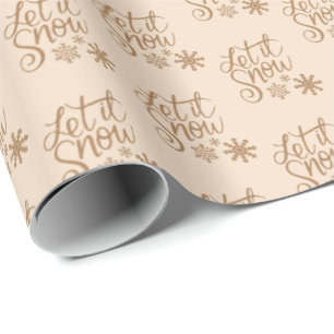 Khaki Brown   Let It Snow Christmas Wrapping Paper