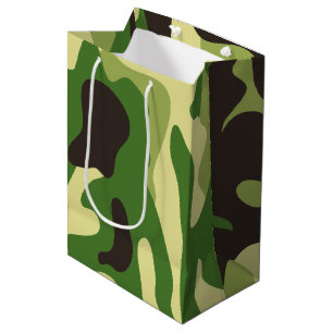 Khaki camouflage pattern medium gift bag
