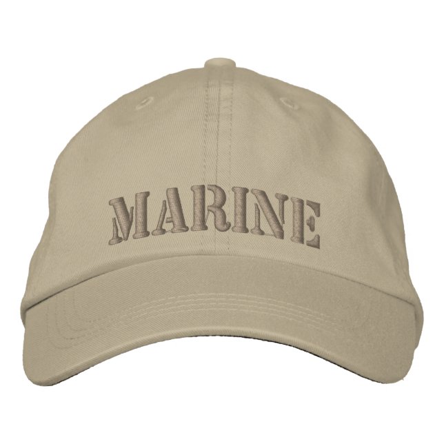 Khaki cap Embroidered with MARINE (Front)