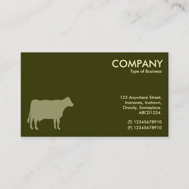 Khaki Cow Symbol - Murky Green Business Card (Front)