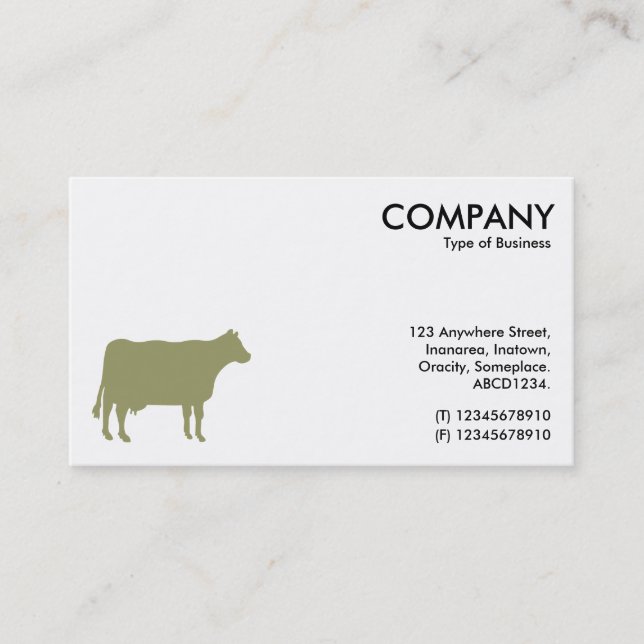 Khaki Cow Symbol - White Business Card (Front)
