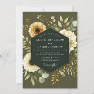 Khaki Cream Botanical Wedding Invitation
