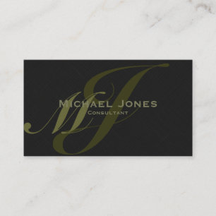 Khaki Double Monogram Professional Elegant Modern Business Card