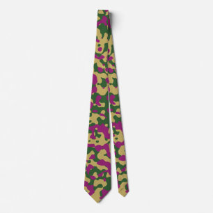 Khaki, Forest Green, and Crimson Camouflage Tie