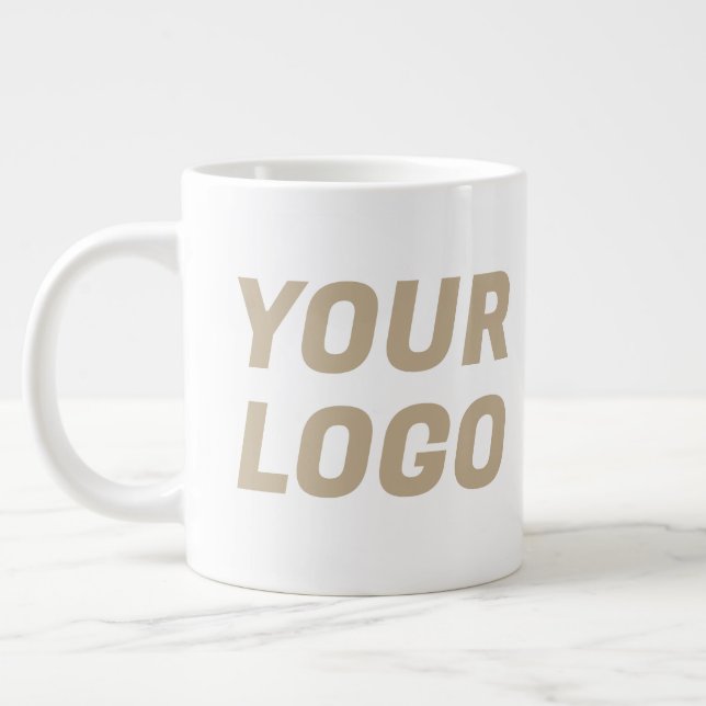 Khaki Gold & White Business Company Logo Jumbo Large Coffee Mug (Left)