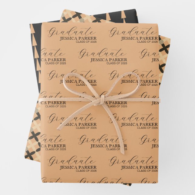 Khaki Graduate Calligraphy Typography Script Wrapping Paper Sheet (In situ)