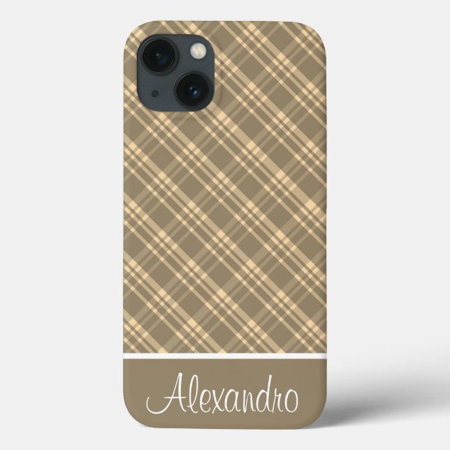 Khaki Green And Tan Plaid Case-Mate iPhone Case (Back)