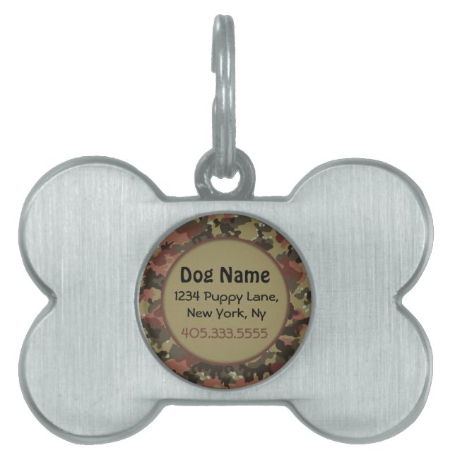 Khaki Green - Brown Camouflage Dog Tag - Customise (Front)