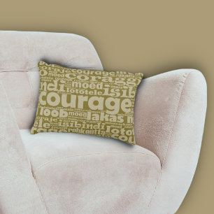Khaki-Green Multilingual Courage Typography Decorative Cushion