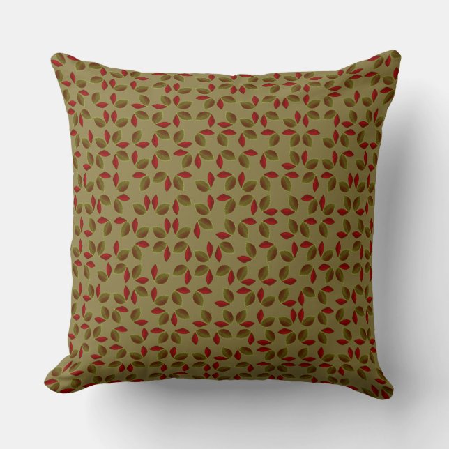Khaki Green Small Leaf Print Indoor Pillow 20x20 (Front)