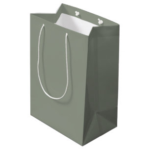 Khaki Green Solid Colour Medium Gift Bag