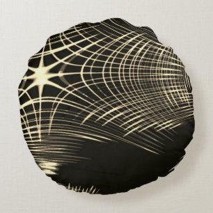 Khaki lines that are repeated in wave and crossed round cushion