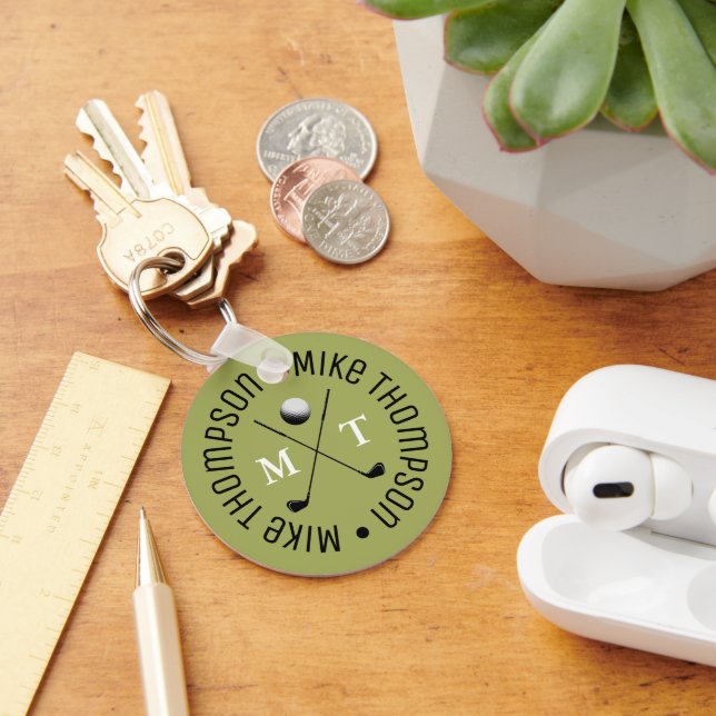 khaki Logo Monogram for a Golf-Player  Key Ring (Desk)
