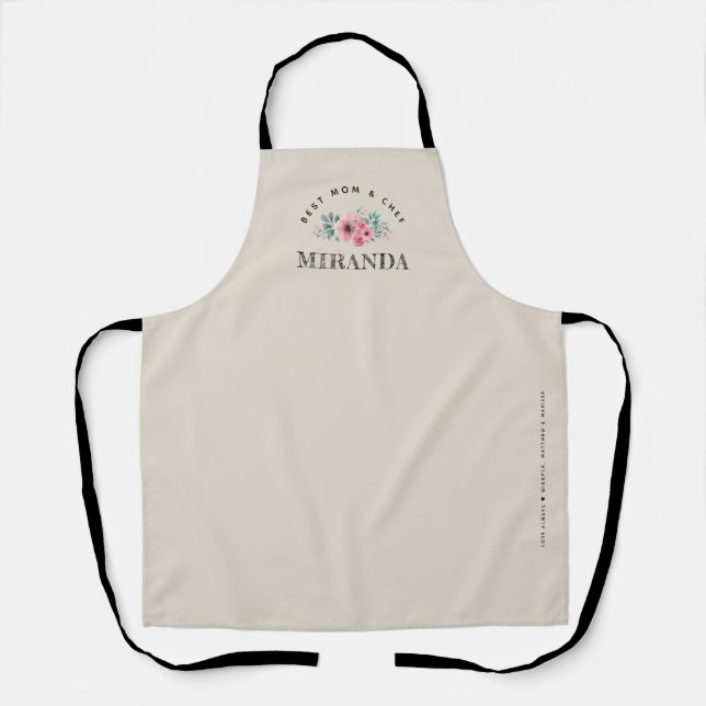 Khaki Minimalist Best Mom & Chef Personalized Apron (Front)
