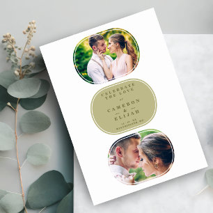 Khaki Modern Fancy Oval Wedding 2 Multi Photos  Save The Date