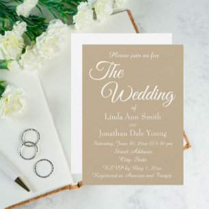 Khaki Monotone Simple Style Wedding Invitation