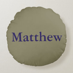 Khaki/Navy Cotton RoundPillow (16") - HAMbyWG Round Cushion