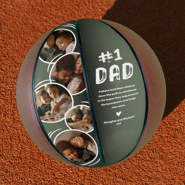 Khaki No.1 Dad Fathers Day Photo Basketball (Creator Uploaded)