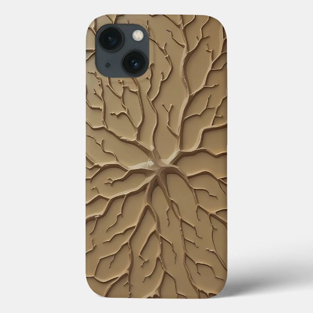 Khaki Organic Embossed Pattern iPhone Case (Back)