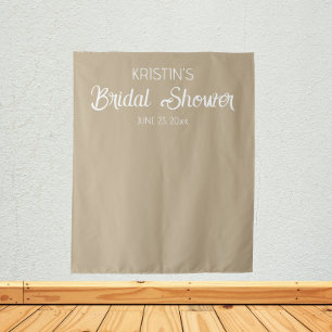 Khaki Personalised Bridal Shower Photo Backdrop Tapestry