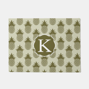 Khaki Pineapple Pattern Add Your Initial Doormat