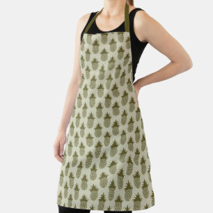 Khaki Pineapple Pattern Apron