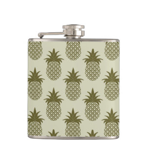 Khaki Pineapple Pattern Hip Flask
