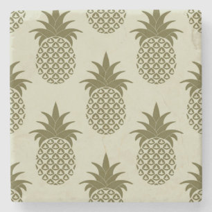 Khaki Pineapple Pattern Stone Coaster