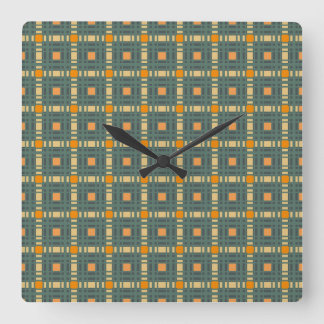 Khaki plaid tartan clock