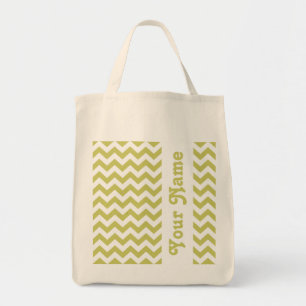 Khaki Safari Chevron with customisable name Tote Bag