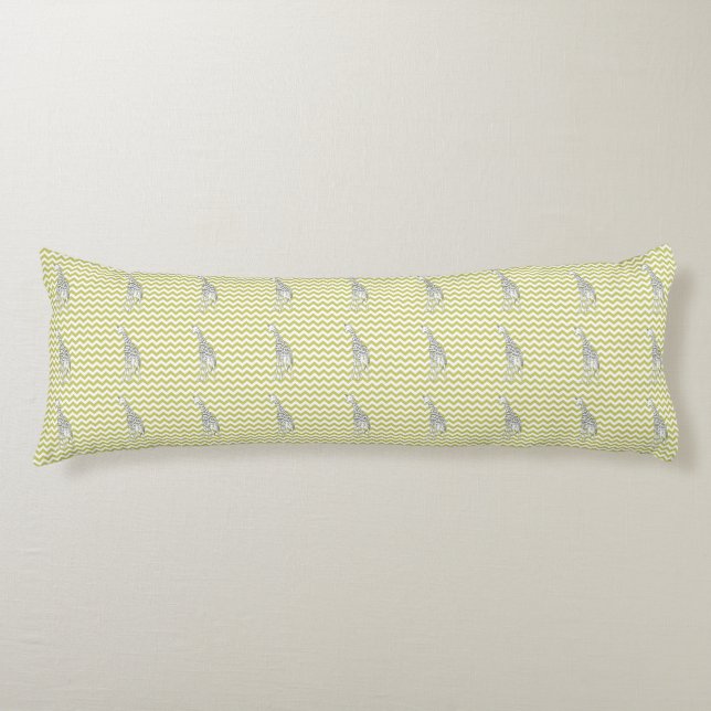 Khaki Safari Chevron with Pop Art Giraffe Body Cushion (Front)