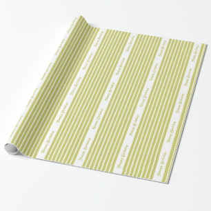 Khaki Safari Stripe with custom text Wrapping Paper