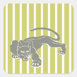 Khaki Safari Stripe with Leopard Square Sticker