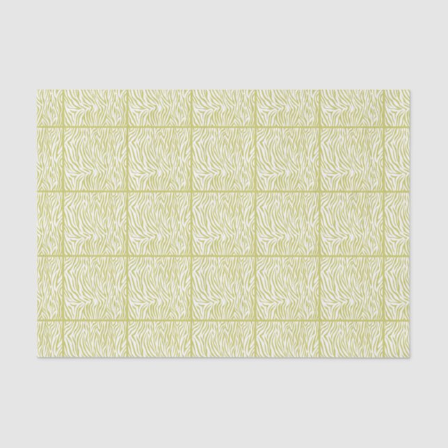 Khaki Safari Zebra, tiled design Tissue Paper (Front)