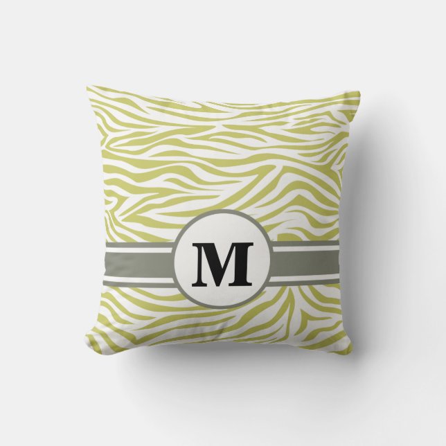 Khaki Safari Zebra with Monogram Cushion (Front)