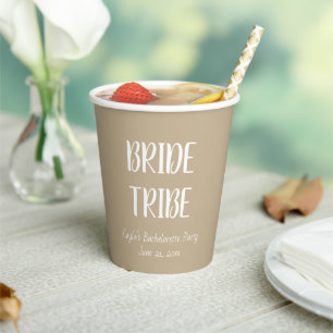 Khaki Simple Colour Wedding Bride Tribe Paper Cups