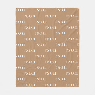 Khaki Simple Personalised Repeating Name Fleece Blanket