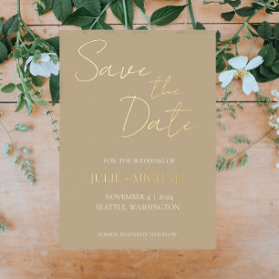 Khaki Simple Style Wedding Save the Date