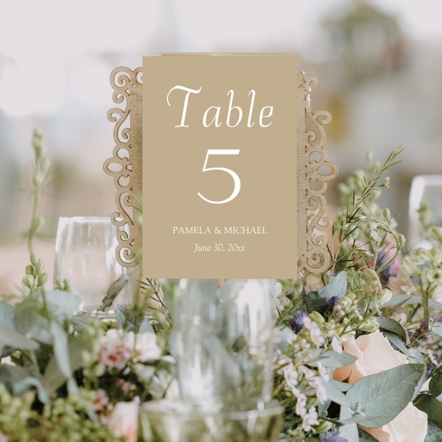 Khaki Simple Style Wedding Table Number (In Situ Wedding)