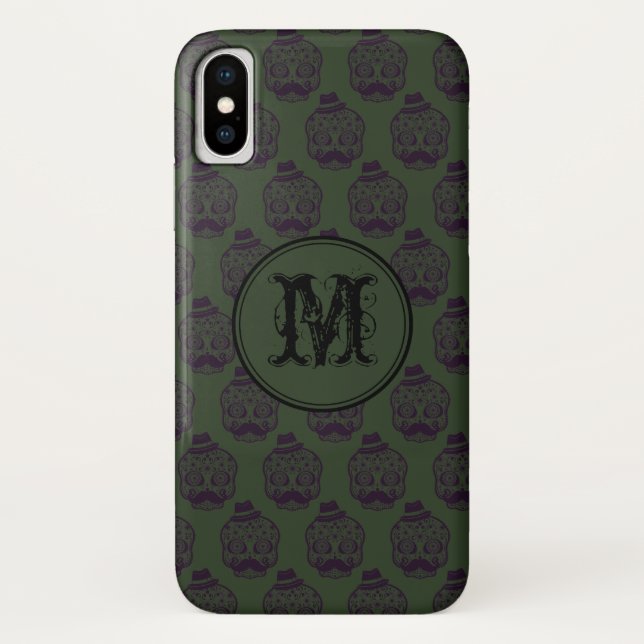 Khaki Skull Halloween Personalised Monogram Case-Mate iPhone Case (Back)