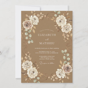 Khaki Sophisticated Rustic Wedding Invitation