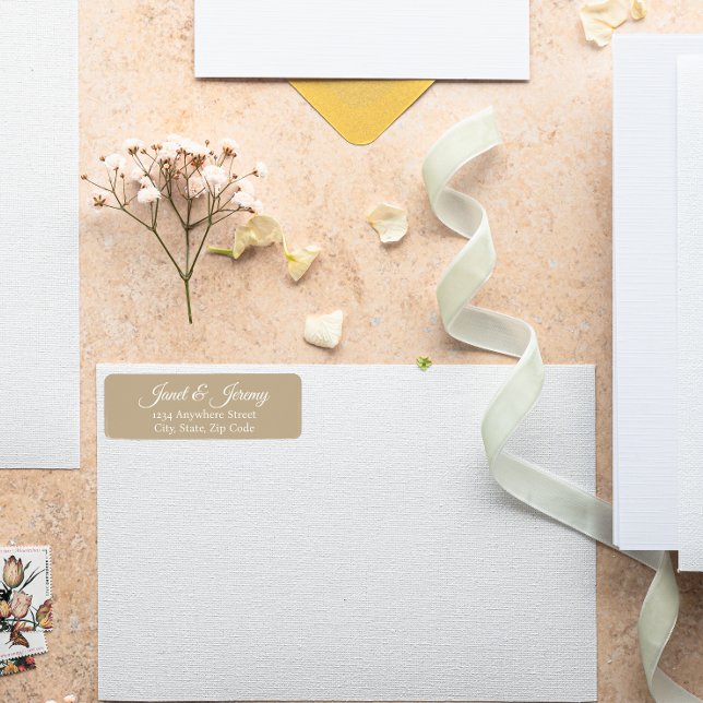 Khaki Stylised Names Wedding Return Address (In Situ Wedding)