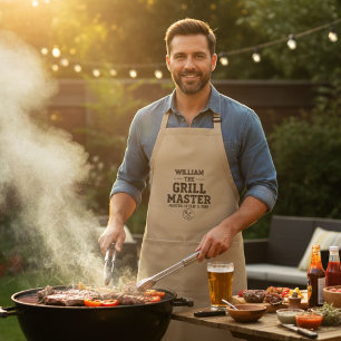 Khaki/Tan Apron The Grill Master - Personalized