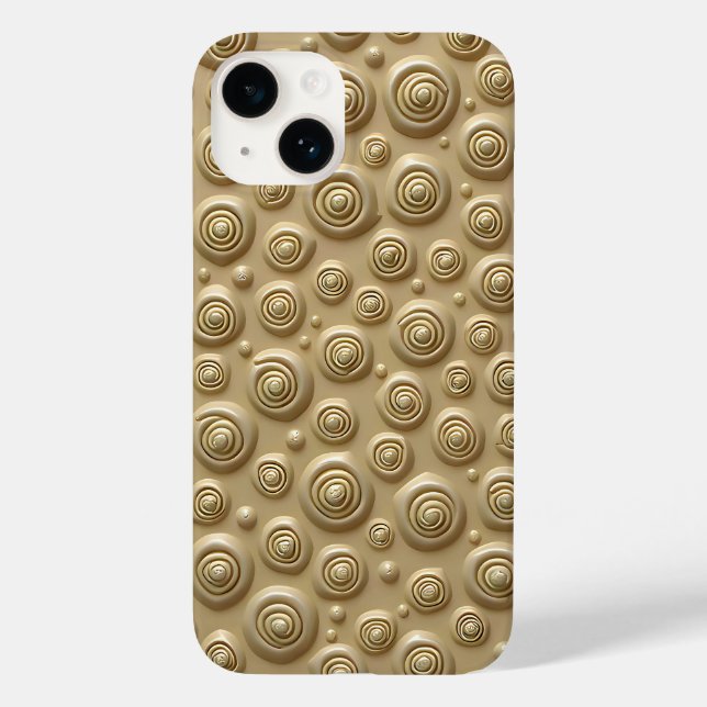 Khaki Textured iPhone Case with Spiral Design (Back)